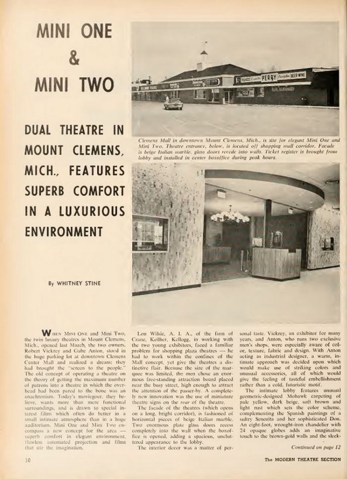 Mini Theatre 1&2 - June 7 1971 Box Office Magazine Article (newer photo)